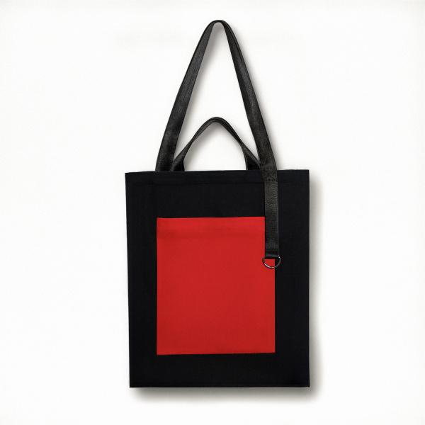 Шоппер Superbag Big Pocket, с карманом на молнии (черный с красным)