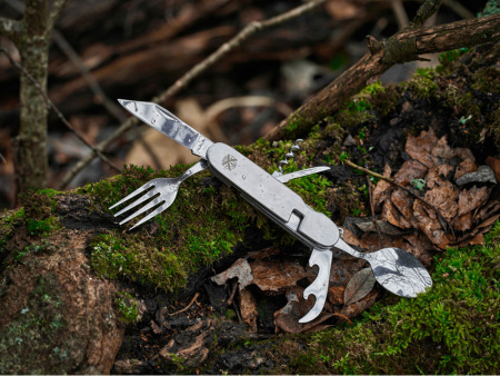 Нож перочинный Stinger, 109 мм, 8 функций, материал рукояти: нержавеющая сталь (серебристый)