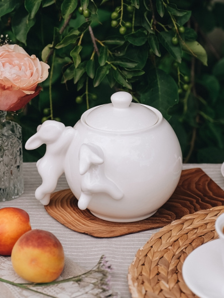 Сахарница с кроликами (NEW), 1000 мл, Белый