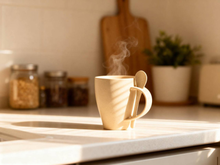 Пшеничная кружка Nina с ложкой, 300ml, бежевый