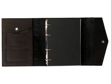 Блокнот кожаный А5 на кольцах, черный