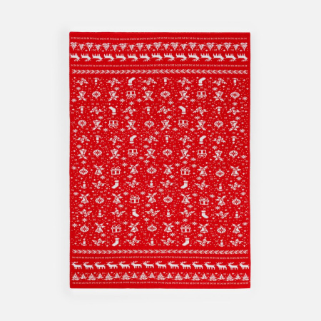 Плед Holidale, красный с молочным