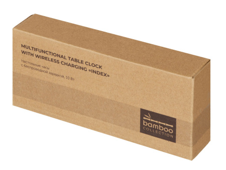 Часы настольные с беспроводной зарядкой Index, 10 Вт, бамбук (Р) Часы настольные с беспроводной зарядкой Index, 10 Вт, бамбук (Р)