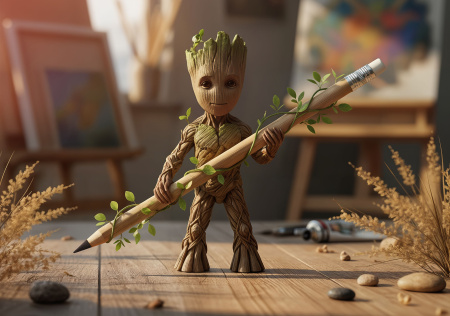 Вечный карандаш "Groot" с ластиком, бамбук