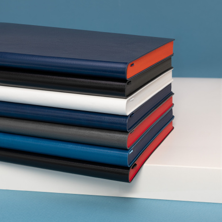 Ежедневник River side недатированный, синий/оранжевый (с упаковкой, со стикерами)