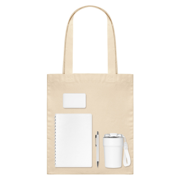 Подарочный набор Welcome Pack, белый (термокружка, ежедневник, ручка, ЗУ, шоппер)