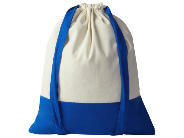 Рюкзак-мешок Cotton из хлопка 170 г, натуральный/синий