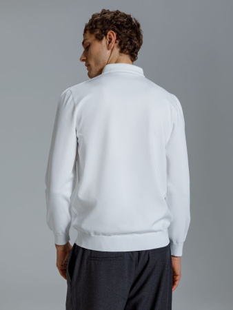 Рубашка поло мужская с длинным рукавом Terrazzo, белая, размер 2XL/3XL