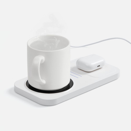 Беспроводное зарядное устройство с подогревом кружки Hot Task, белое Беспроводное зарядное устройство с подогревом кружки Hot Task, белое