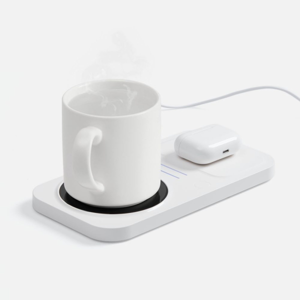 Беспроводное зарядное устройство с подогревом кружки Hot Task, белое Беспроводное зарядное устройство с подогревом кружки Hot Task, белое
