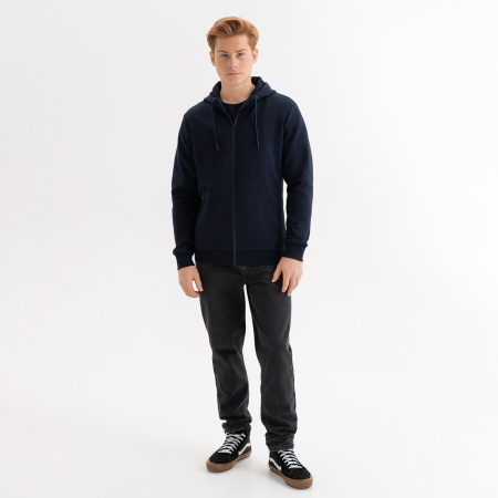 Толстовка на молнии с капюшоном MATEO темно-синяя, размер S/M