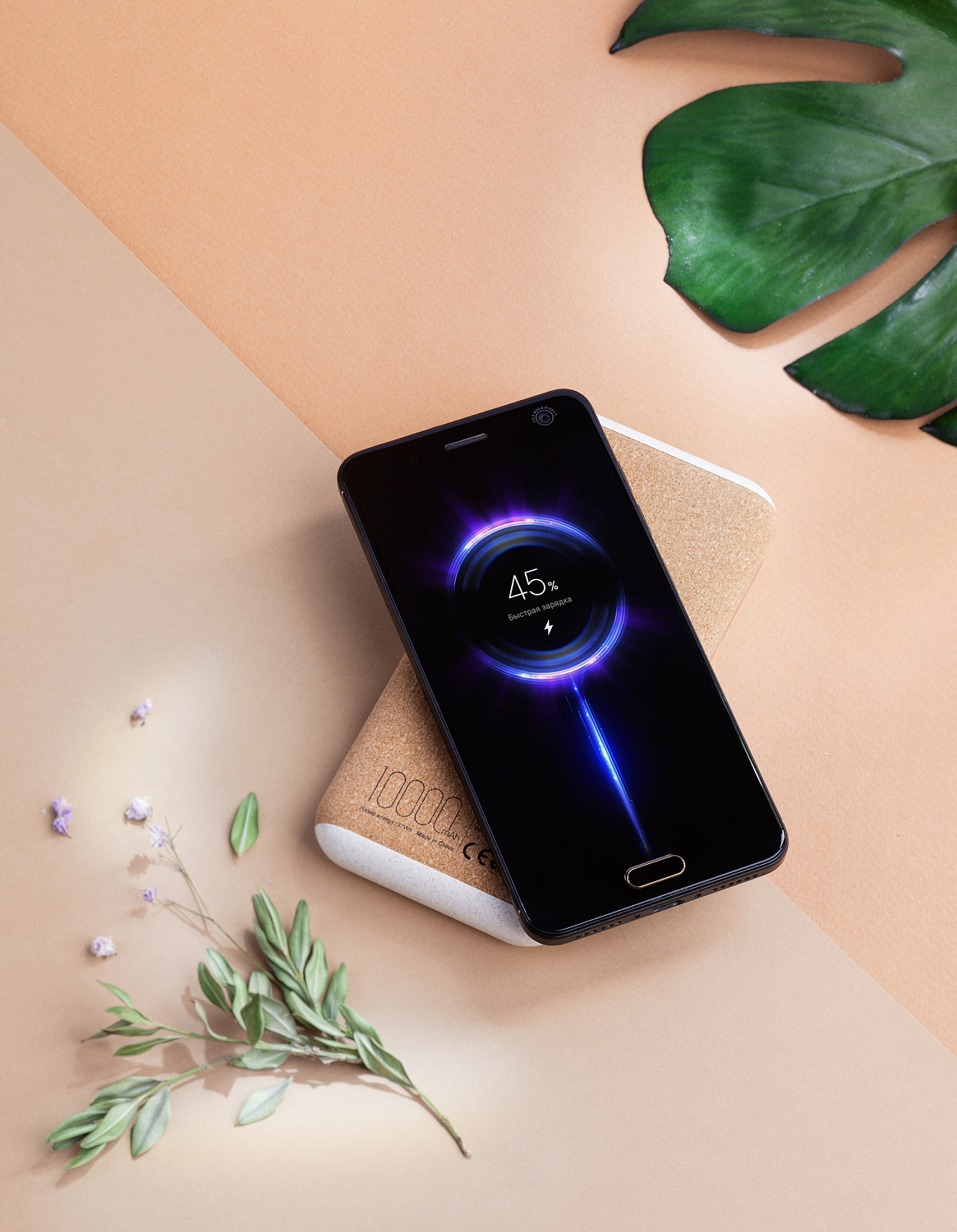 Беспроводное зарядное устройство "Cork Power" 10000 mAh, пластик/пшеничное волокно/пробка Беспроводное зарядное устройство "Cork Power" 10000 mAh, пластик/пшеничное волокно/пробка