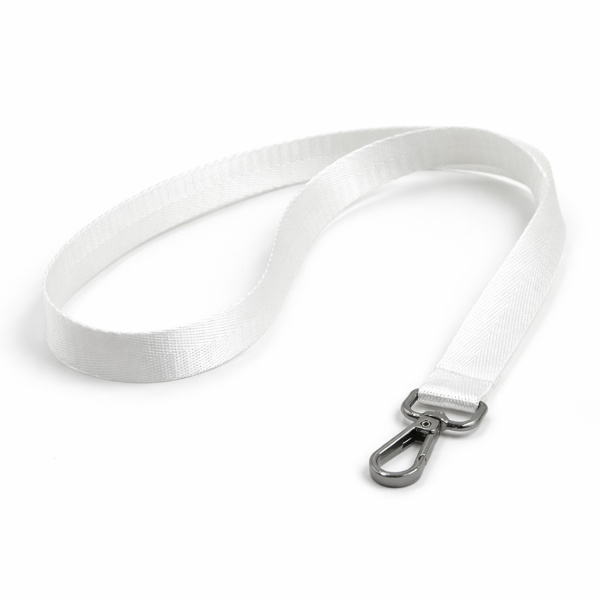 Лента для бейджа Flat, с карабином (белый)