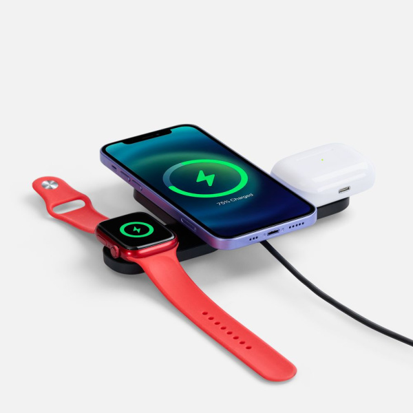 Складная станция беспроводной зарядки Trilogic, черная Складная станция беспроводной зарядки Trilogic, черная