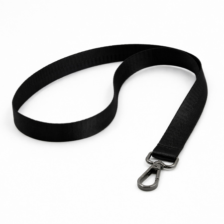 Лента для бейджа Flat, с карабином (черный)