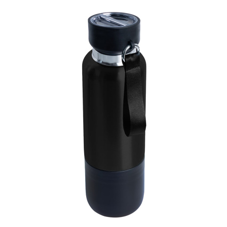 Термос Hike c ланьярдом и манжетой, чёрный