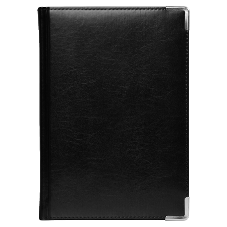 Ежедневник полудатированный Classic Pristine Silver А5, черный с серебром, с металлическими уголками, в твердой обложке с поролоном