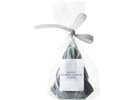 Свеча Елка, ароматическая, черная с серебристым напылением