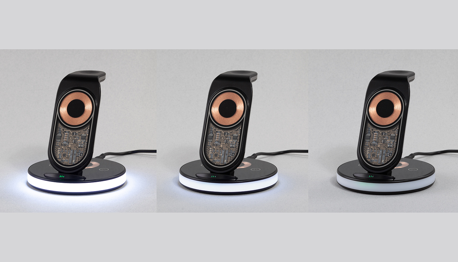 Беспроводная (15W) зарядная станция "Tron" с прозрачным корпусом и подсветкой Беспроводная (15W) зарядная станция "Tron" с прозрачным корпусом и подсветкой