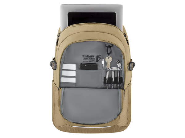 Рюкзак WENGER Ryde 16, бежевый, переработанный ПЭТ/полиэстер, 32 x 21 x 47 см, 26 л