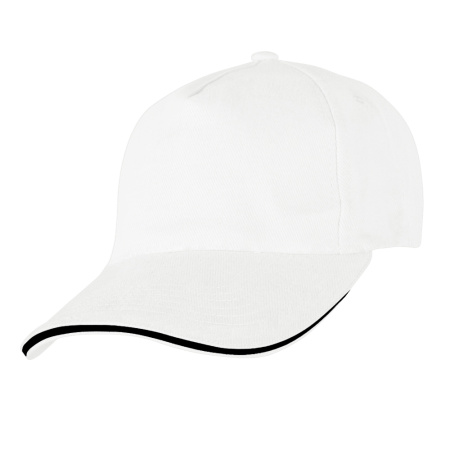 Бейсболка Люкс NEW белая (черный кант)