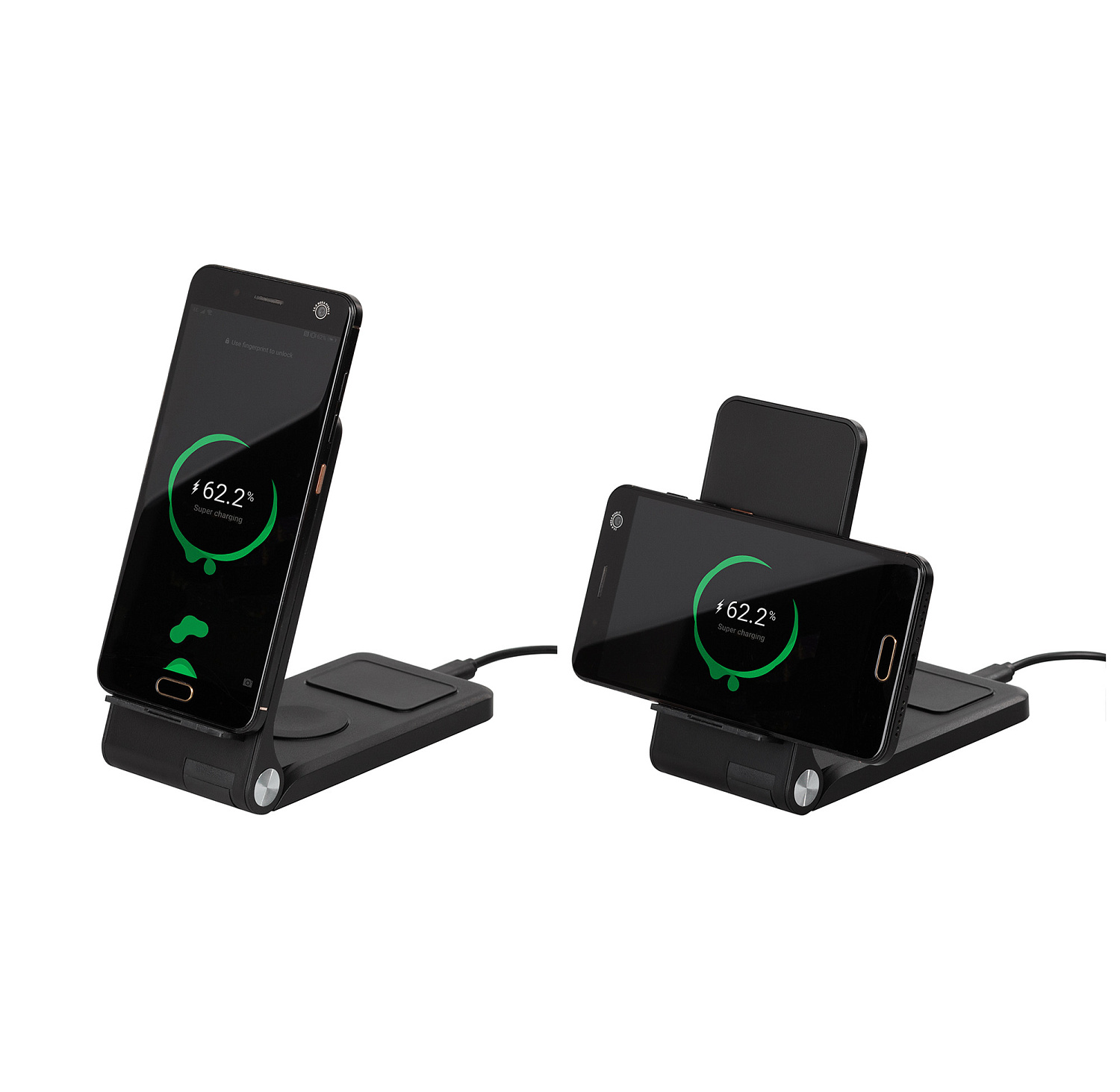 Складная беспроводная (15W) зарядная станция "Clap" с подсветкой логотипа и подставкой для смартфона Складная беспроводная (15W) зарядная станция "Clap" с подсветкой логотипа и подставкой для смартфона