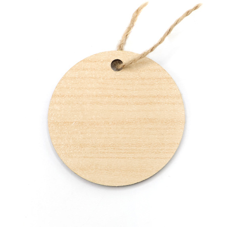 Бирка из ламинированного ХДФ на верёвке, Круглая