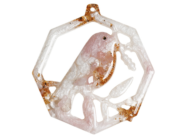 Елочные игрушки ( Снегирь+ Олень+ Ель) Розовый кварц