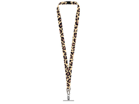 Ланъярд 2,5 см под сублимацию с большим карабином, замком обрыва и металлическим держателем для телефона