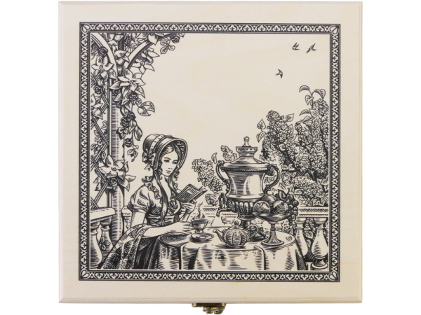 Подарочный набор с чаем Чайный букет в деревянной шкатулке