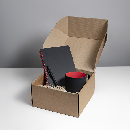 Набор подарочный FLAME: блокнот, ручка, кружка; черный/красный