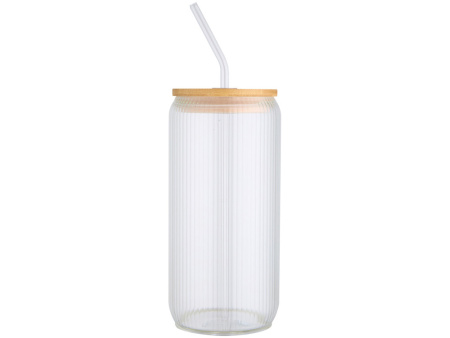 Ёмкость Mirage из боросиликатного стекла объемом 500 мл с одинарными стенками и крышкой из бамбука - Прозрачный