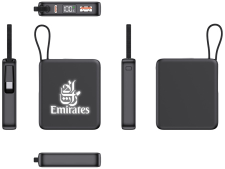 Внешний аккумулятор с подсветкой лого Nex, 5000 мАч, черный