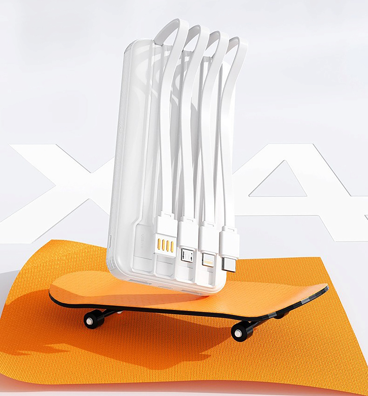 Зарядное устройство "Phantom" 10000 mAh с 4мя встроенными кабелями и цифровым индикатором заряда Зарядное устройство "Phantom" 10000 mAh с 4мя встроенными кабелями и цифровым индикатором заряда