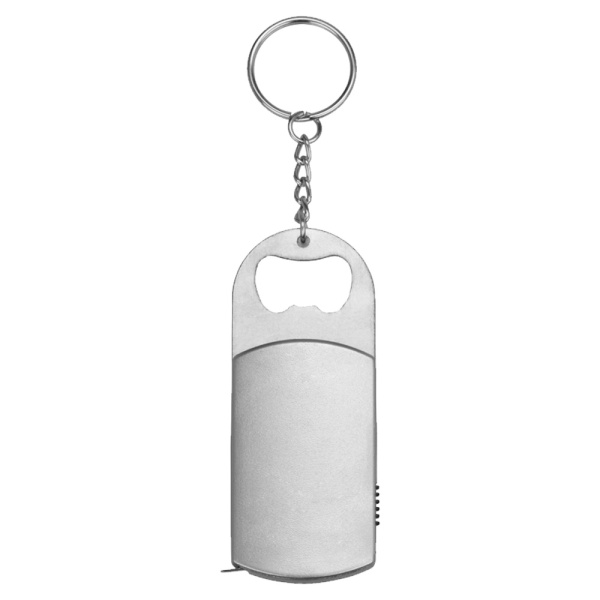 Брелок-открывашка с фонариком и рулеткой, 1 м, Tools Opener, серебристый