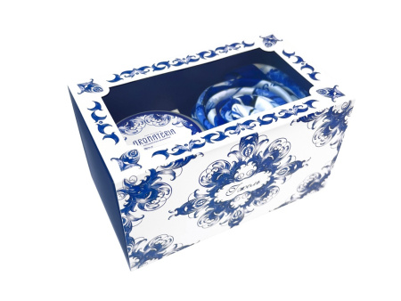 Набор: платок Гжель и свеча Птица счастья