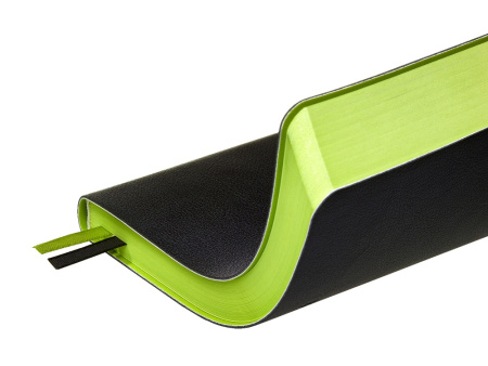 Ежедневник А5 датированный Boston 2027, черный с салатовым обрезом