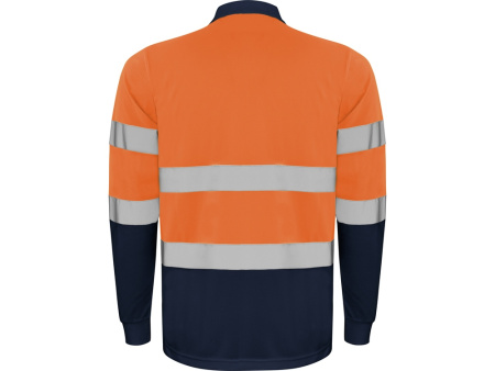 Поло Polaris мужское c длинным рукавом, нэйви/неоновый оранжевый
