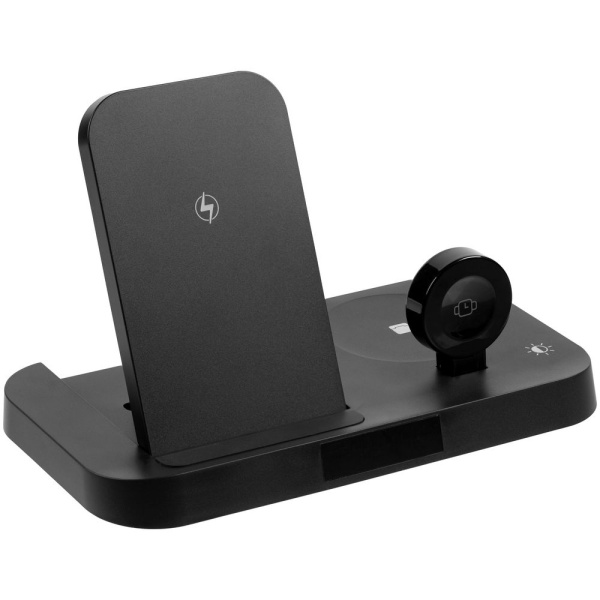 Зарядная станция с часами Clock Nest, черная Зарядная станция с часами Clock Nest, черная