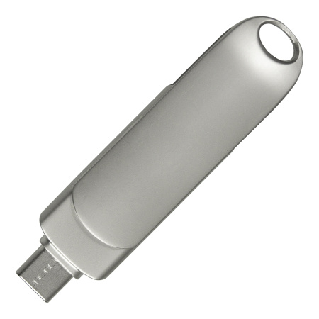 Флеш накопитель USB 3.0 + TYPE C Cupertino, металл, серебристый матовый, 32 GB
