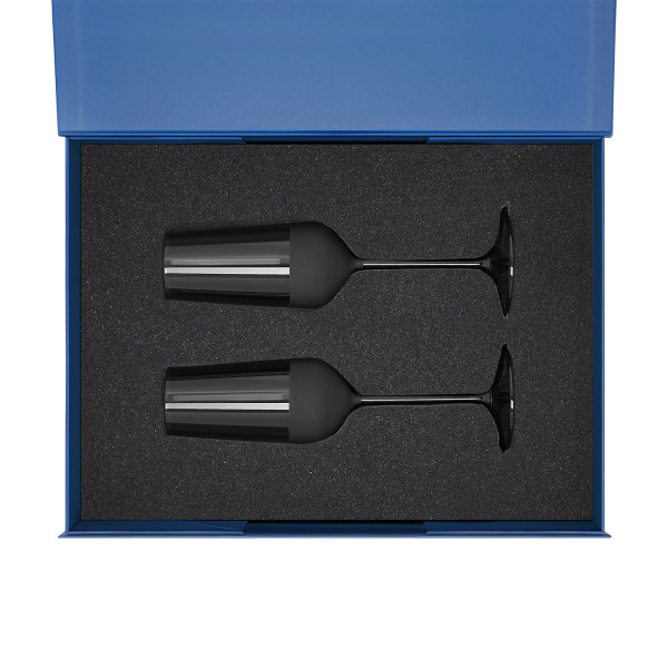 Подарочный набор 2 бокала для шампанского Black Edition в синей коробке