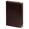 Ежедневник полудатированный Classic Pristine Gold А5, темно-коричневый  с золотом, с металлическими уголками, в твердой обложке с поролоном