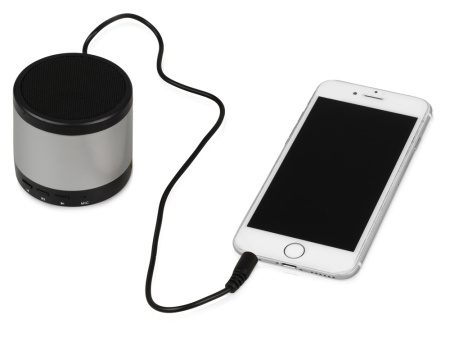 Портативная колонка Ring neon с белой подсветкой корпуса, серебристый