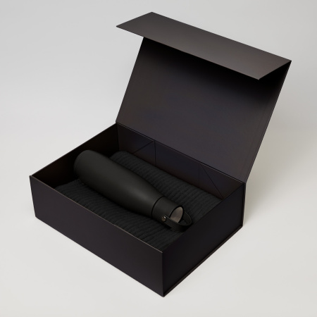 Подарочный набор Боска (Bosca), Форгес (Forges), черный (термобутылка, шарф)