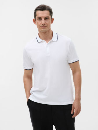 Рубашка поло унисекс Palermo, белая с темно-синим, размер 3XL