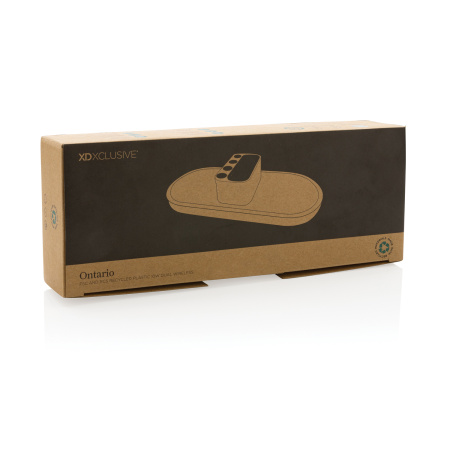 Док-станция Ontario 2-в-1 с органайзером из переработанного пластика RCS, 10 Вт Док-станция Ontario 2-в-1 с органайзером из переработанного пластика RCS, 10 Вт