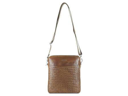 Сумка через плечо Mano Don Luca, натуральная кожа в коньячном цвете, 23 х 26,5 х 4,5 см