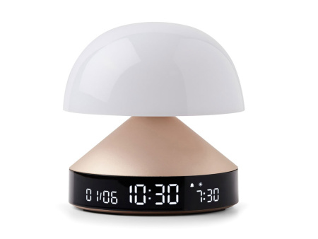 Светильник с часами и световым будильником Mina Sunrise, золотистый