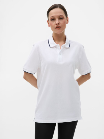 Рубашка поло унисекс Palermo, белая с темно-синим, размер 3XL