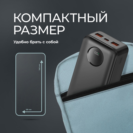 Внешний АКБ NRG Turbo V4 20000 мА-ч, дисплей, черный, Deppa
